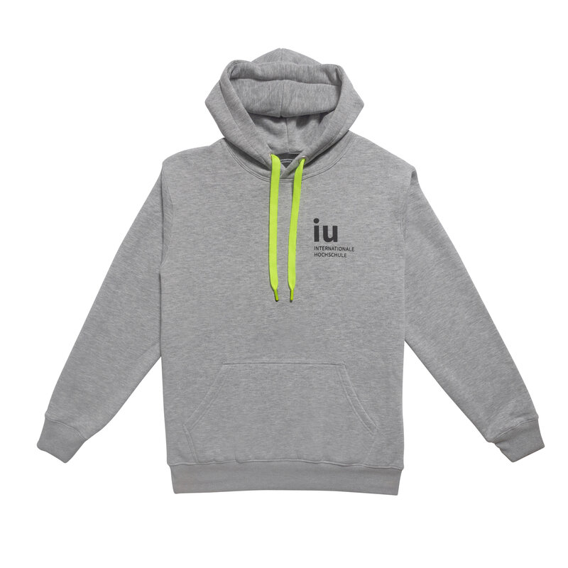 Grey Unisex Hoodie – Neon Yellow Drawstring