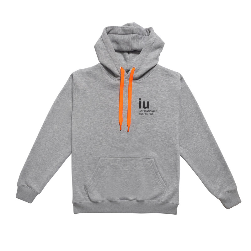 Hoodie Grau Unisex – Kordel Neonorange