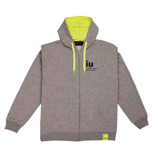 Hoodie Zipper grau mit farbiger Kordel | Online kaufen im IU Shop