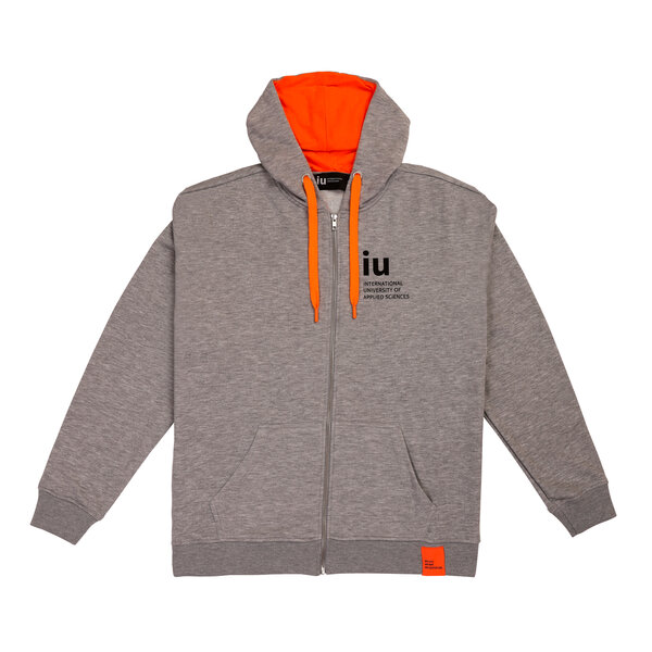 Hoodie Zipper grau mit farbiger Kordel | Online kaufen im IU Shop