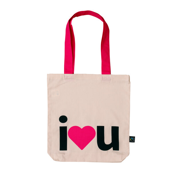 Fairtrade Baumwolltasche mit farbigen Henkeln