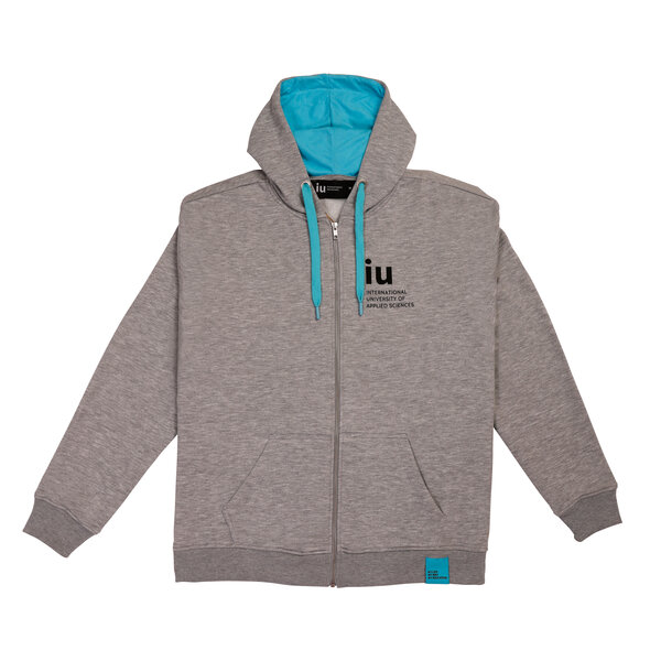 Hoodie Zipper grau mit farbiger Kordel | Online kaufen im IU Shop