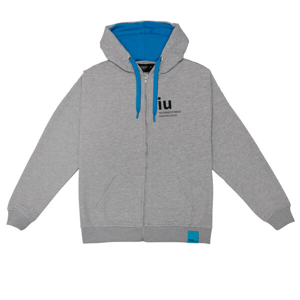 Hoodie Zipper grau mit farbiger Kordel | Online kaufen im IU Shop