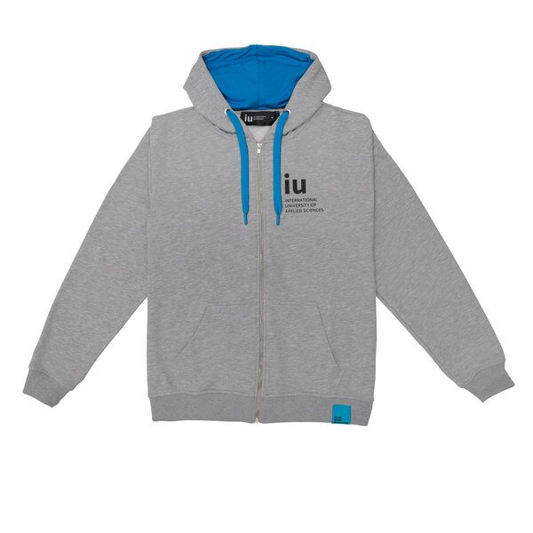 Hoodie Zipper grau mit farbiger Kordel | Online kaufen im IU Shop