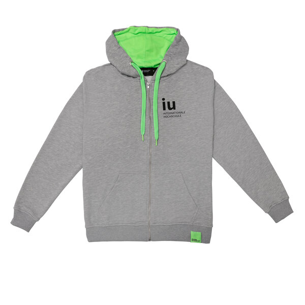 Hoodie Zipper grau mit farbiger Kordel | Online kaufen im IU Shop