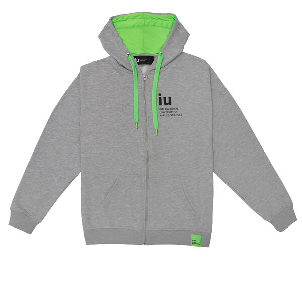 Hoodie Zipper grau mit farbiger Kordel | Online kaufen im IU Shop