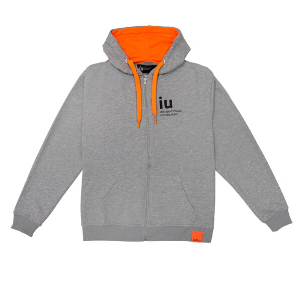 Hoodie Zipper grau mit farbiger Kordel | Online kaufen im IU Shop