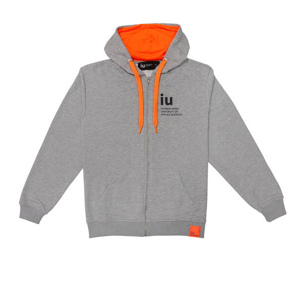 Hoodie Zipper grau mit farbiger Kordel | Online kaufen im IU Shop