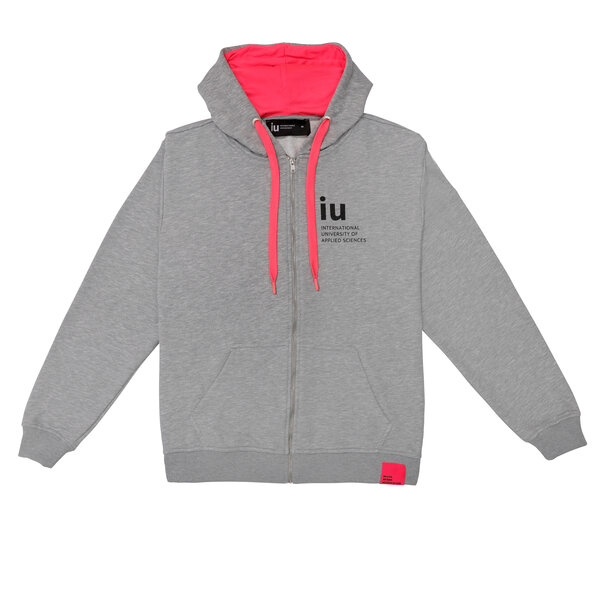 Hoodie Zipper grau mit farbiger Kordel | Online kaufen im IU Shop
