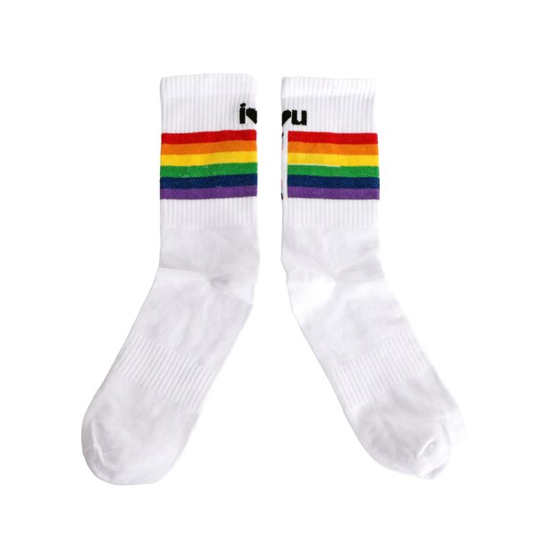 IU Socken, weiß, Regenbogen