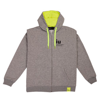 Hoodie Zipper grau mit farbiger Kordel | Online kaufen im IU Shop