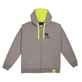 Hoodie Zipper grau mit farbiger Kordel | Online kaufen im IU Shop