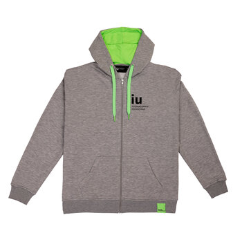 Hoodie Zipper grau mit farbiger Kordel | Online kaufen im IU Shop