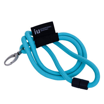 Lanyard Schlüsselband Neonblau mit Karabiner
