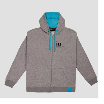 Hoodie Zipper grau mit farbiger Kordel | Online kaufen im IU Shop