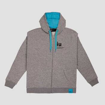 Hoodie Zipper grau mit farbiger Kordel | Online kaufen im IU Shop