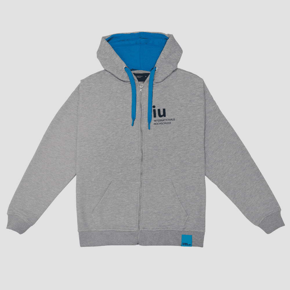 Hoodie Zipper grau mit farbiger Kordel | Online kaufen im IU Shop