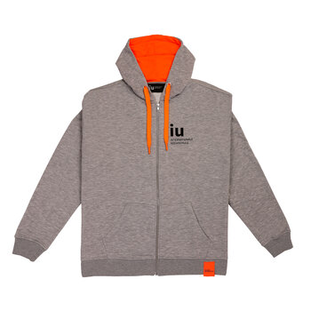 Hoodie Zipper grau mit farbiger Kordel | Online kaufen im IU Shop