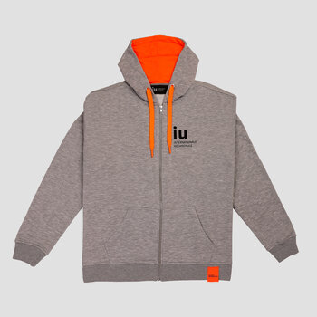 Hoodie Zipper grau mit farbiger Kordel | Online kaufen im IU Shop