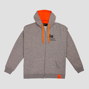Hoodie Zipper grau mit farbiger Kordel | Online kaufen im IU Shop
