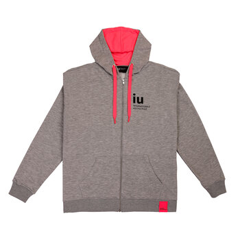 Hoodie Zipper grau mit farbiger Kordel | Online kaufen im IU Shop