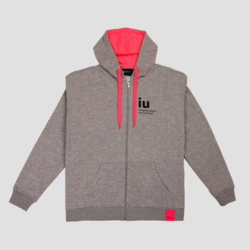 Hoodie Zipper grau mit farbiger Kordel | Online kaufen im IU Shop