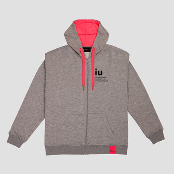 Hoodie Zipper grau mit farbiger Kordel | Online kaufen im IU Shop