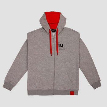 Hoodie Zipper grau mit farbiger Kordel | Online kaufen im IU Shop