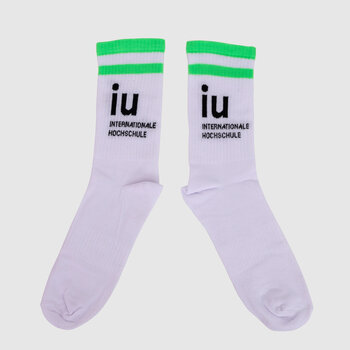 IU Socken, weiß, grün, schwarz