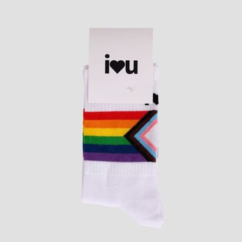 IU Socken, weiß, Regenbogen